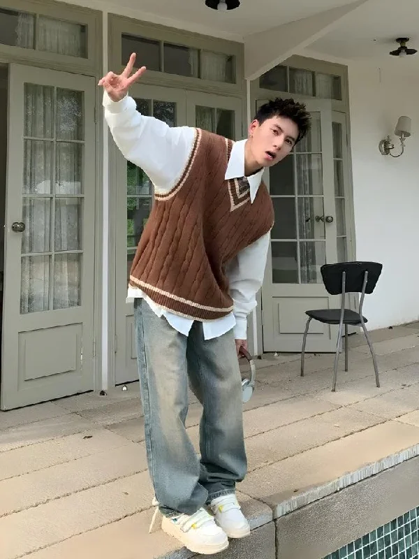College Knit Sweater Vest Tailored Straight A-Line