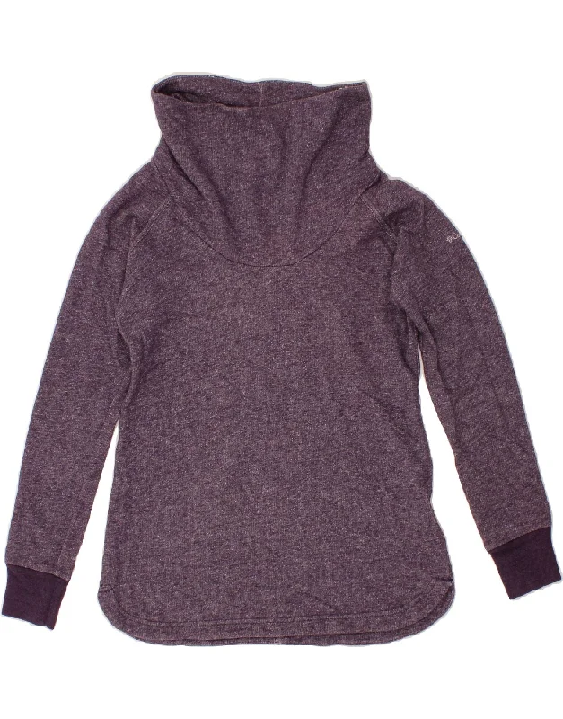COLUMBIA Womens Oversized Roll Neck Jumper Sweater UK 10 Small Purple Notch Collar Peter Pan Collar Cowl Neck