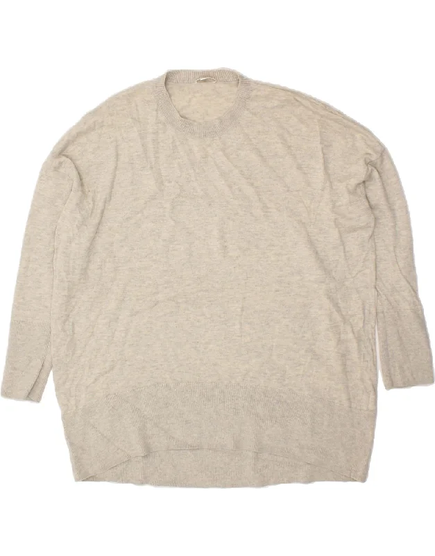 COS Womens Longline Crew Neck Jumper Sweater UK 16 Large Grey Wool Velvet Chenille Corduroy