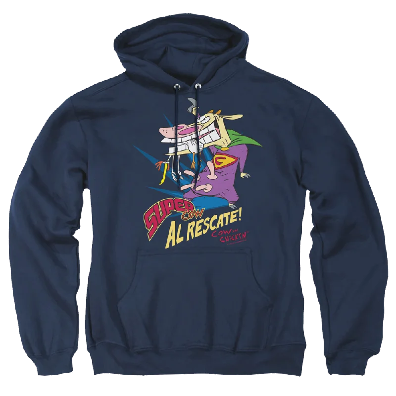 Cow and Chicken Super Cow - Pullover Hoodie Seamless Knit Pullover
