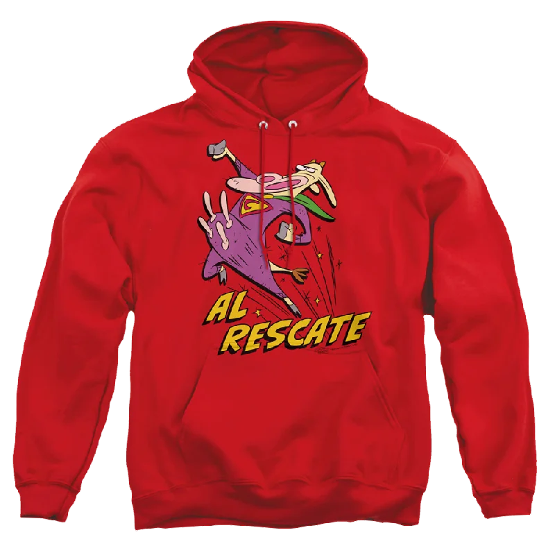 Cow and Chicken Al Rescate - Pullover Hoodie Textured Knit Design