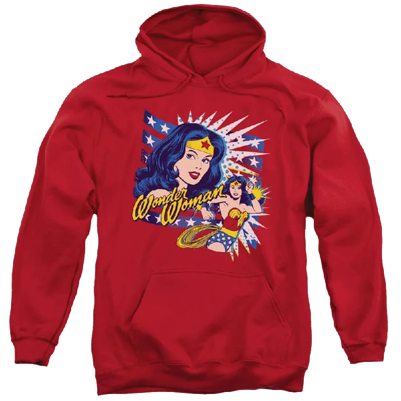 DC Comics Pop Art Wonder - Pullover Hoodie Open Front Cardigan
