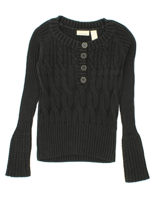 DKNY Womens Boat Neck Jumper Sweater UK 12 Medium Black Cotton Solid Color Striped Floral Print DKNY Womens Boat Neck Jumper Sweater UK 12 Medium Black Cotton Solid Color Striped Floral Print