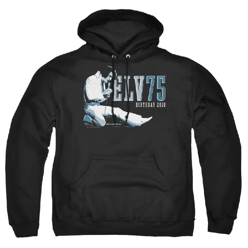 Elvis Presley Elv 75 Logo - Pullover Hoodie Port Neck Pullover