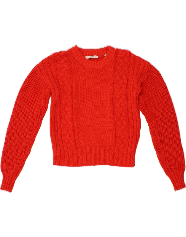 ESPRIT Womens Crop Boat Neck Jumper Sweater UK 10 Small Red Cotton Turtle Neck Boat Neck Asymmetrical Neck ESPRIT Womens Crop Boat Neck Jumper Sweater UK 10 Small Red Cotton Turtle Neck Boat Neck Asymmetrical Neck