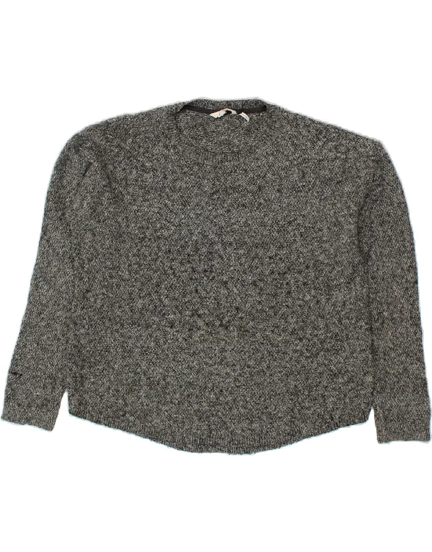 FAT FACE Womens Oversized Crew Neck Jumper Sweater UK 14 Large  Grey Bright Pastel Dark