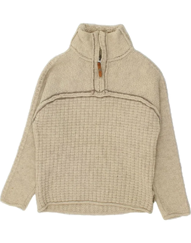 FAT FACE Womens Zip Neck Jumper Sweater UK 10 Small Beige Lambswool Boat Neck Shawl Collar Notched Collar FAT FACE Womens Zip Neck Jumper Sweater UK 10 Small Beige Lambswool Boat Neck Shawl Collar Notched Collar