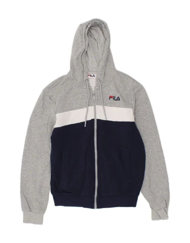 FILA Mens Zip Hoodie Sweater XS Navy Blue Colourblock Cotton Stretchy Elastic Breathable FILA Mens Zip Hoodie Sweater XS Navy Blue Colourblock Cotton Stretchy Elastic Breathable
