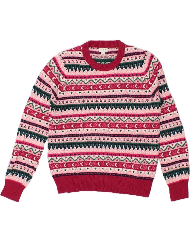 J. CREW Womens Crew Neck Jumper Sweater UK 14 Medium Pink Fair Isle Sweater Knitwear Pullover J. CREW Womens Crew Neck Jumper Sweater UK 14 Medium Pink Fair Isle Sweater Knitwear Pullover