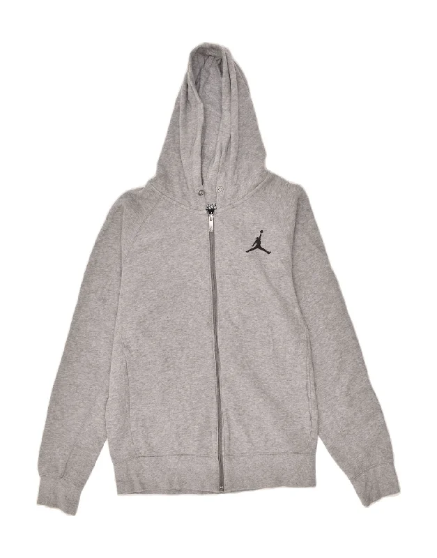 JORDAN Mens Zip Hoodie Sweater Small Grey Cotton Soft Cozy Warm
