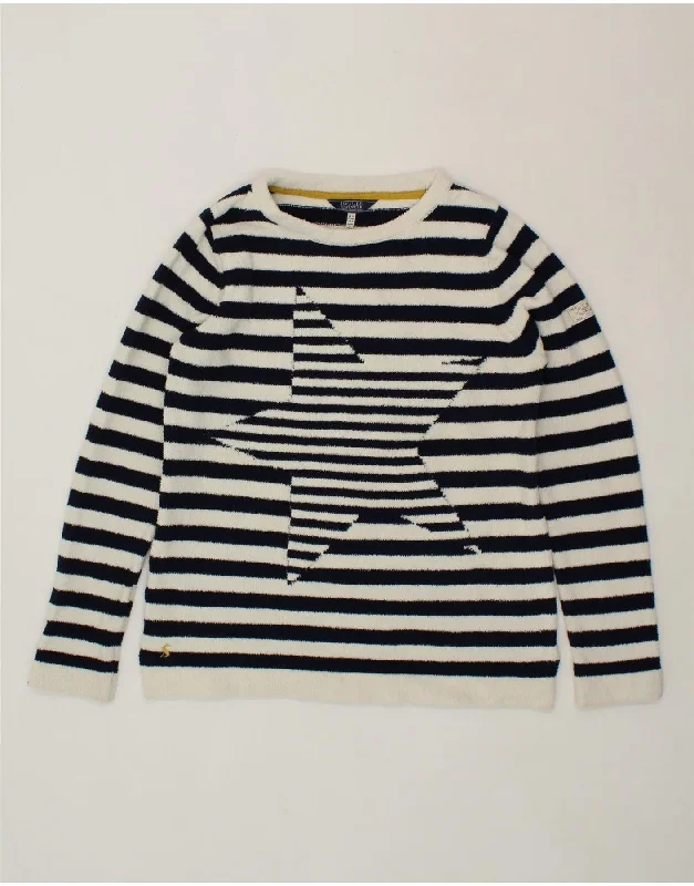 JOULES Womens Boat Neck Jumper Sweater UK 12 Medium Navy Blue Striped Anti-Pilling Anti-Shrink Durable