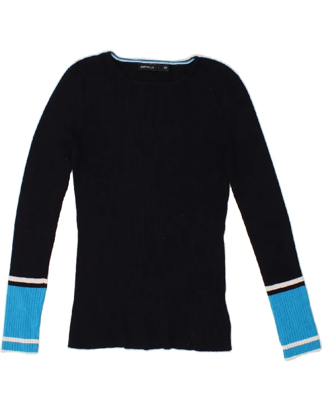 KAREN MILLEN Womens Boat Neck Jumper Sweater UK 14 Large Black Colourblock Cable Knit Ribbed Knit Lace Knit KAREN MILLEN Womens Boat Neck Jumper Sweater UK 14 Large Black Colourblock Cable Knit Ribbed Knit Lace Knit