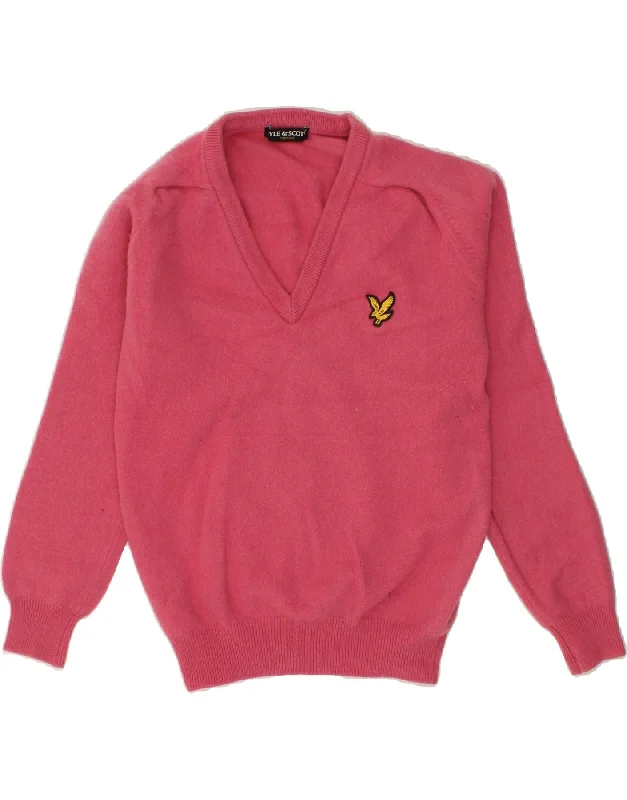 LYLE & SCOTT Womens Vintage V-Neck Jumper Sweater UK 12 Medium Pink Layered Multi-layer Single Layer LYLE & SCOTT Womens Vintage V-Neck Jumper Sweater UK 12 Medium Pink Layered Multi-layer Single Layer