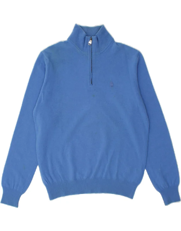 MARINA YACHTING Womens Zip Neck Jumper Sweater UK 16 Large Blue Wool Terry Terry Cloth Terry Knit