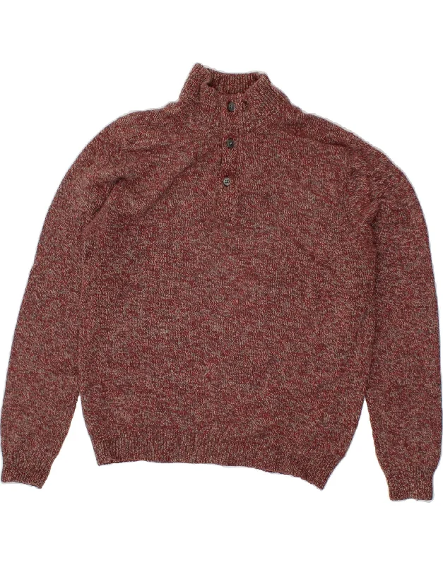 MASSIMO DUTTI Womens Zip Neck Jumper Sweater UK 20 2XL Maroon Flecked Wool Iron Safe Non-Iron Wrinkle Free