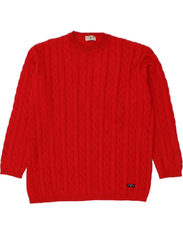 NAVIGARE Womens Oversized Crew Neck Jumper Sweater IT 48 XL Red Elegant Classic Vintage