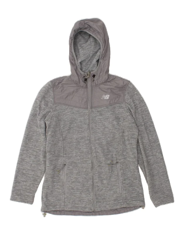 NEW BALANCE Womens Zip Hoodie Sweater UK 14 Medium Grey Colourblock Modern Contemporary Chic NEW BALANCE Womens Zip Hoodie Sweater UK 14 Medium Grey Colourblock Modern Contemporary Chic