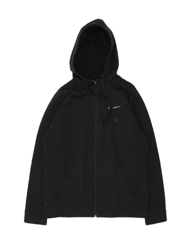 NIKE Mens Dri Fit Zip Hoodie Sweater Medium Black Mesh Sweater Canvas Denim