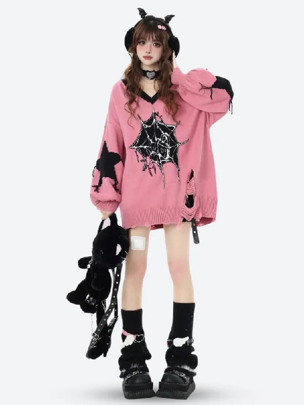 Pastel Goth Sweater Hooded Sweater Collared Sweater Shawl Collar