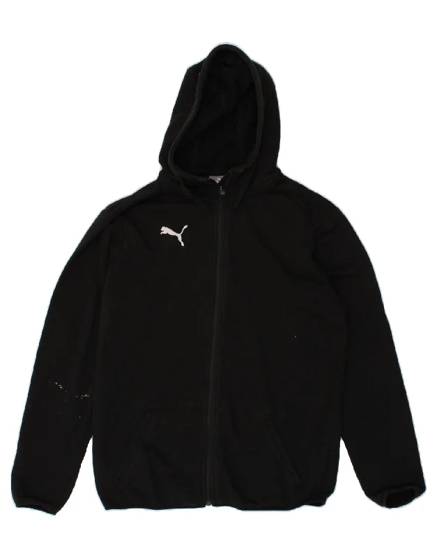 PUMA Mens Zip Hoodie Sweater Medium Black Cotton Solid Color Striped Floral Print