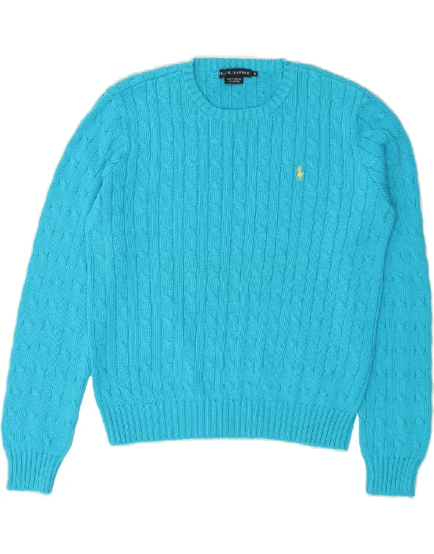 RALPH LAUREN Womens Crew Neck Jumper Sweater UK 18 XL Blue Cotton Fleece Fabric Down Fabric Feather Fabric RALPH LAUREN Womens Crew Neck Jumper Sweater UK 18 XL Blue Cotton Fleece Fabric Down Fabric Feather Fabric
