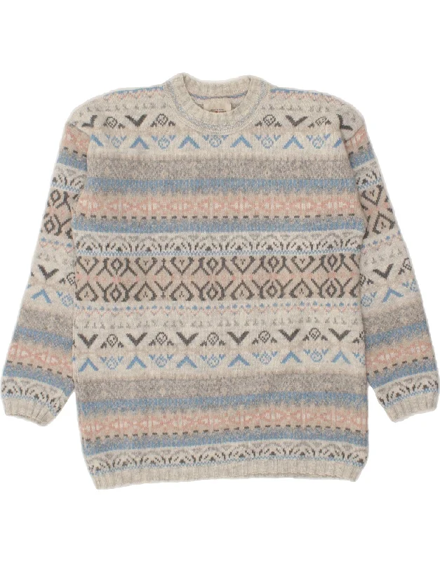 REDOK Womens Crew Neck Jumper Sweater UK 16 Large Grey Fair Isle Handmade Hand-knitted Hand-woven REDOK Womens Crew Neck Jumper Sweater UK 16 Large Grey Fair Isle Handmade Hand-knitted Hand-woven