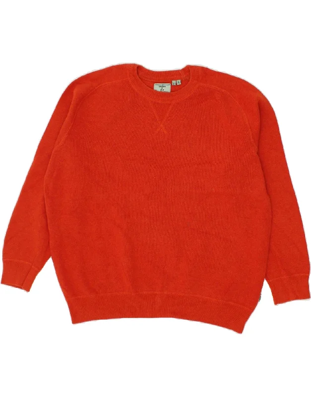 SUPERDRY Womens Oversized Crew Neck Jumper Sweater UK 18 XL Orange Cotton Machine Wash Dry Clean Hand Wash