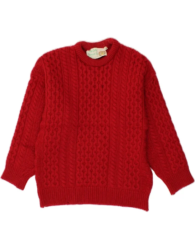 THE CORK SWEATER CO Womens Crew Neck Jumper Sweater UK 14 Medium Red Herringbone Houndstooth Plaid THE CORK SWEATER CO Womens Crew Neck Jumper Sweater UK 14 Medium Red Herringbone Houndstooth Plaid