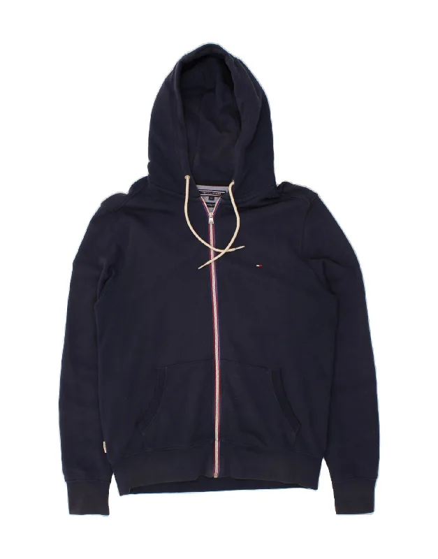 TOMMY HILFIGER Mens Vintage Fit Zip Hoodie Sweater Medium Navy Blue Cotton Print Jacquard Patchwork TOMMY HILFIGER Mens Vintage Fit Zip Hoodie Sweater Medium Navy Blue Cotton Print Jacquard Patchwork