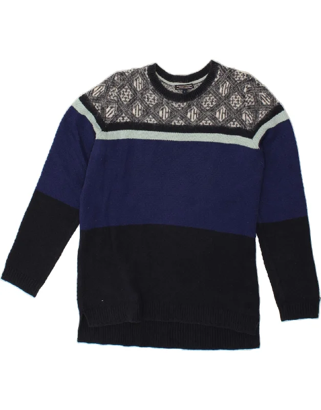 TOMMY HILFIGER Womens Crew Neck Jumper Sweater UK 16 Large Multicoloured Ribbed Striped Patterned