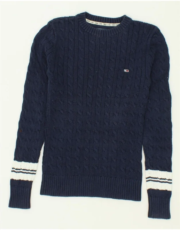 TOMMY HILFIGER Womens Crew Neck Jumper Sweater UK 6 XS Navy Blue Slim Fit Regular Fit Oversized TOMMY HILFIGER Womens Crew Neck Jumper Sweater UK 6 XS Navy Blue Slim Fit Regular Fit Oversized