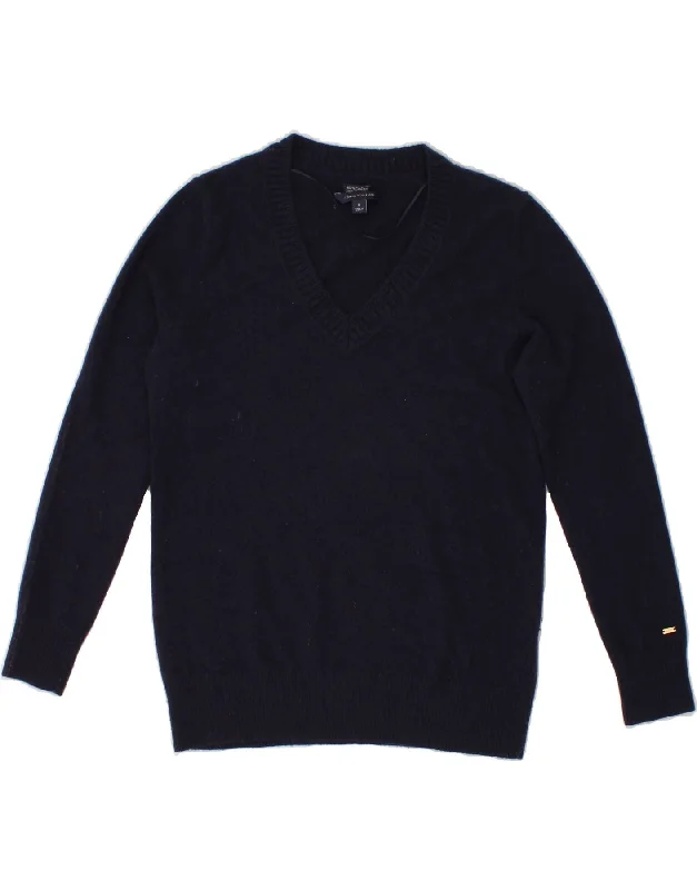 TOMMY HILFIGER Womens V-Neck Jumper Sweater UK 14 Medium Navy Blue Open Front Closed Front Wrap Front TOMMY HILFIGER Womens V-Neck Jumper Sweater UK 14 Medium Navy Blue Open Front Closed Front Wrap Front