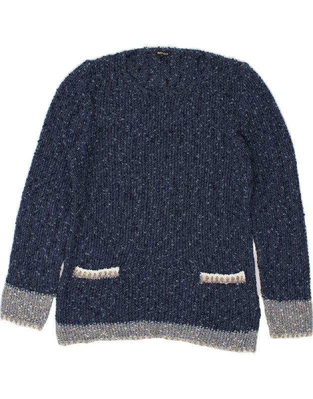 VINTAGE Womens Boat Neck Jumper Sweater UK 12 Medium Navy Blue Flecked Chenille Fabric Brocade Fabric Lace Fabric VINTAGE Womens Boat Neck Jumper Sweater UK 12 Medium Navy Blue Flecked Chenille Fabric Brocade Fabric Lace Fabric