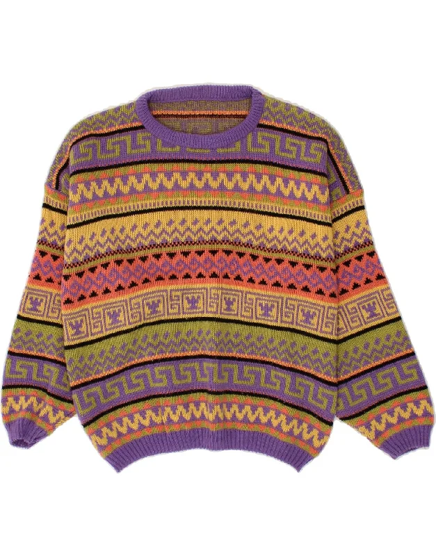 VINTAGE Womens Crew Neck Jumper Sweater UK 14 Large Multicoloured Cashmere Blend Cotton Blend Poly Blend VINTAGE Womens Crew Neck Jumper Sweater UK 14 Large Multicoloured Cashmere Blend Cotton Blend Poly Blend