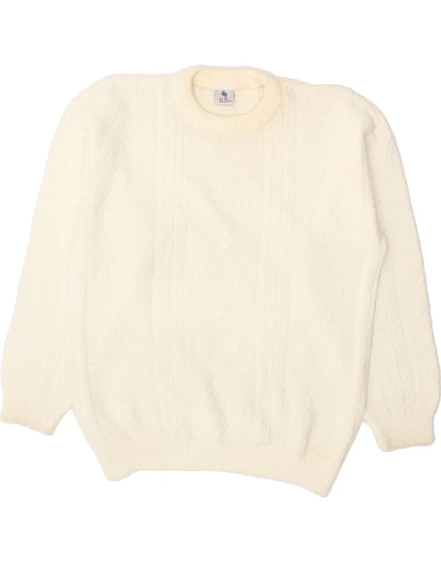 VINTAGE Womens Crew Neck Jumper Sweater UK 16 Large Beige