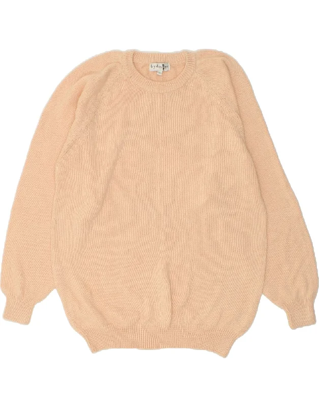 VINTAGE Womens Longline Crew Neck Jumper Sweater UK 16 Large Pink Cotton Fitted Slim Tailored VINTAGE Womens Longline Crew Neck Jumper Sweater UK 16 Large Pink Cotton Fitted Slim Tailored