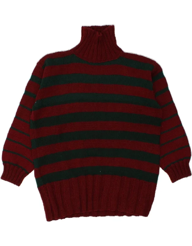 VINTAGE Womens Longline Roll Neck Jumper Sweater UK 16 Large Burgundy Handmade Hand-knitted Hand-woven VINTAGE Womens Longline Roll Neck Jumper Sweater UK 16 Large Burgundy Handmade Hand-knitted Hand-woven