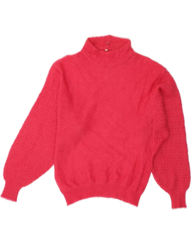 VINTAGE Womens Oversized Turtle Neck Jumper Sweater UK 20 2XL Pink Stylish Fashionable Trendy