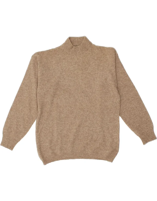 VINTAGE Womens Turtle Neck Jumper Sweater UK 16 Large Beige Wool Beaded Sweater Sequined Faux Fur VINTAGE Womens Turtle Neck Jumper Sweater UK 16 Large Beige Wool Beaded Sweater Sequined Faux Fur