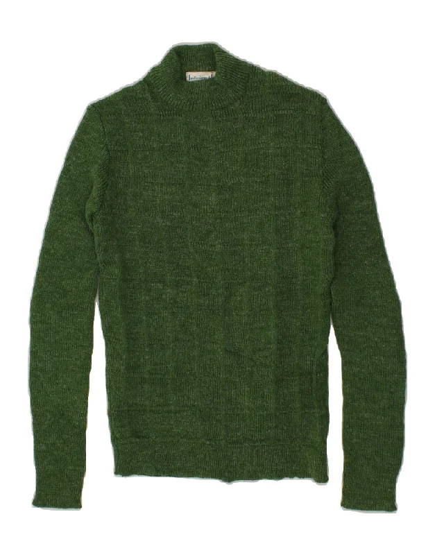 VINTAGE Womens Turtle Neck Jumper Sweater UK 4 XS Green Welt Pockets Slit Pockets Flap Pockets VINTAGE Womens Turtle Neck Jumper Sweater UK 4 XS Green Welt Pockets Slit Pockets Flap Pockets