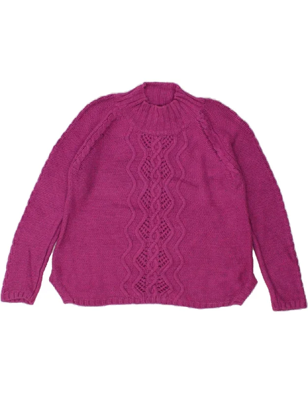 WHITE STUFF Womens Turtle Neck Jumper Sweater UK 14 Large  Pink Viscose Beaded Sweater Sequined Faux Fur