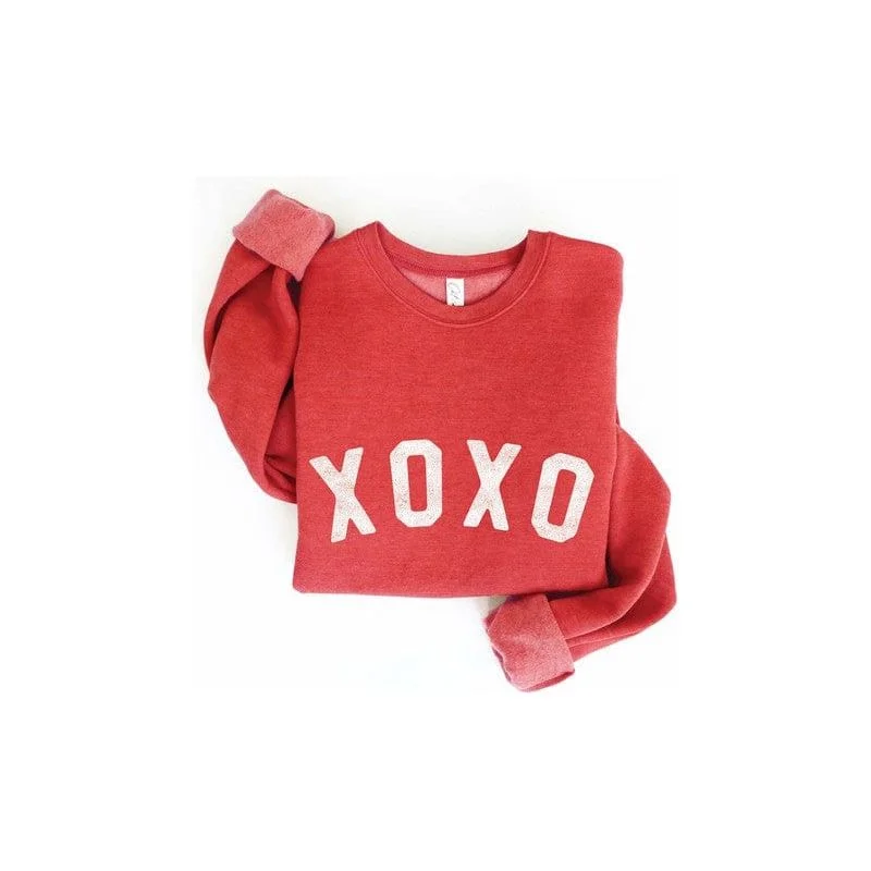 Xoxo silver glitter graphic pullover Slim Sleeve Pullover
